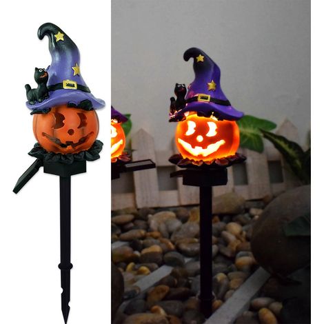 Luminaire Solaire Halloween - 10x15x45 cm - Résine - Pour Jardin Cour et Patio - 1 Pièce (1/5)