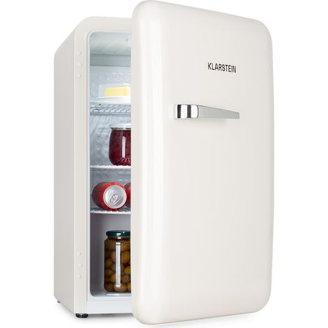Klarstein Audrey Mini - kleiner Kühlschrank, kompakte Mini-Bar, freistehend, Kompressionskühlung, Fassungsvermögen, Kühlung: 0 - 10 °C, Mini-Kühlschrank mit 70 Liter Fassungsvermögen, weiß