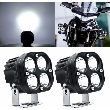 Faro da lavoro a LED da 12 V 40 W, fari ausiliari a LED spot/flood per moto, fari anteriori a LED da 24 V 12000 lm, luci ausiliarie fuoristrada per auto, camion, trattori, SUV, barche (confezione da 2