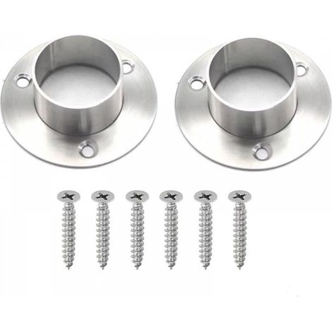 Lot de 2 supports de tringle de placard en acier inoxydable, supports de tringle de placard avec vis, diamètre 38 mm (1/4)
