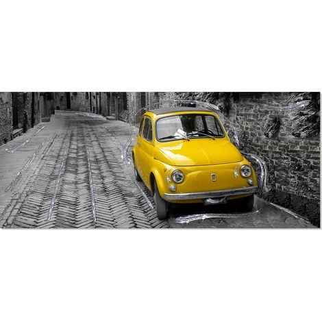 Lupia - Quadro moderno su tela BRILLANT con Glitter 52x122 cm 500 YELLOW per soggiorno, capezzale camera da letto, ufficio (1/4)