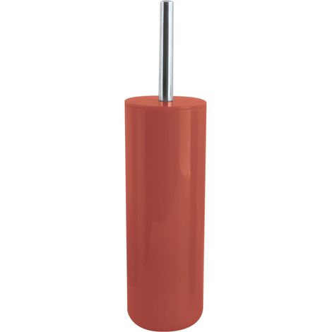 Brosse WC Porte-Balai Toilette Ensemble WC à Poser en Polystyrène Manche en Acier Inoxydable Couleur Terracotta Tête de Brosse Échangeable