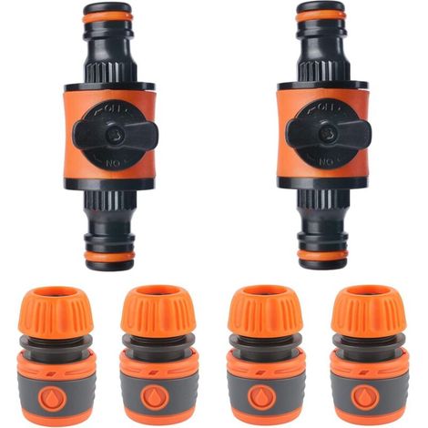 Raccord Rapide Pour Tuyau D'arrosage - 1 2 Pouces - Avec Arrêt D'eau - Pour Robinet Et Tuyau - Lot De 2 (1/5)