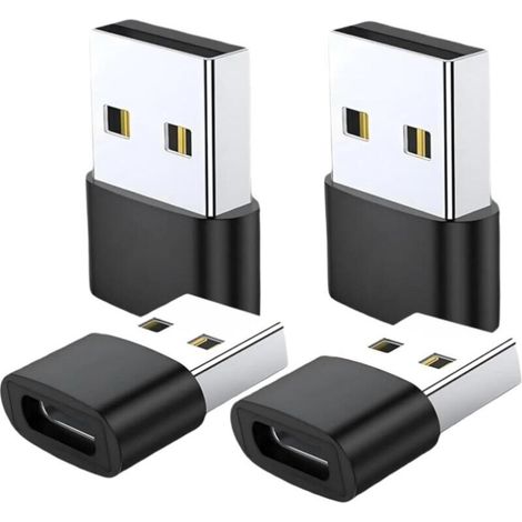 Adaptateur USB vers USB C, USB C femelle vers USB mâle, charge ultra rapide et convertisseur OTG, compatible avec 15, 14, 13, 12, 11 Pro Max Plus, 5 Mini 6, S24/S23/S22 (lot de 4)
