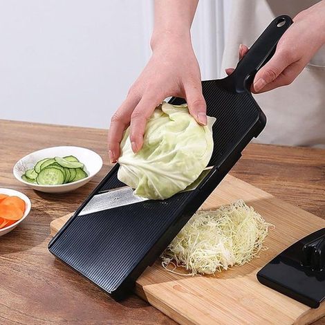 Mandoline japonaise pour légumes – Trancheuse à légumes – Mandoline manuelle – Épaisseur réglable (jusqu'à 1 mm) – Lame en acier inoxydable – Coupe rapide et uniforme – Support de sécurité inclus – No (1/5)