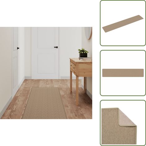 The Living Store Tappeto Corsia Aspetto Sisal Sabbia 50x250 cm - Tappeto ingresso