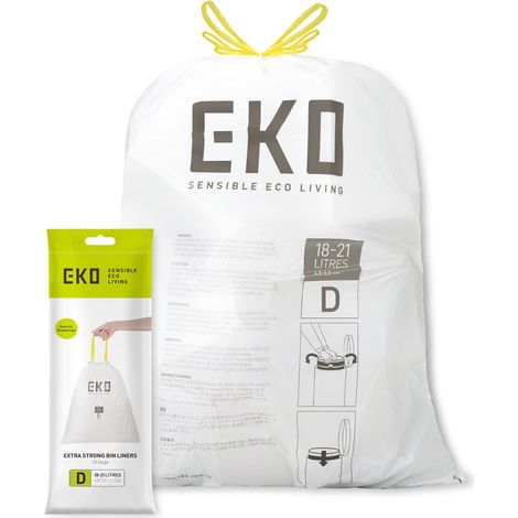 Lot de 20 sacs poubelle pour poubelles de cuisine - Capacité de 18 à 21 litres - Extra résistants avec cordon de serrage - Taille D (1/3)