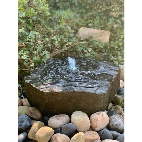 Babbling Ripple Top Basalt Fountain Water Feature with Pump, Light, Reservoir and Grid - 50-55cm x 10cm H
