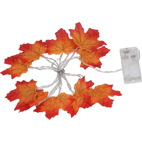 Guirlande lumineuse automnale à piles avec feuilles d'érable LED - 1.65m pour décoration Halloween et Thanksgiving (1/5)