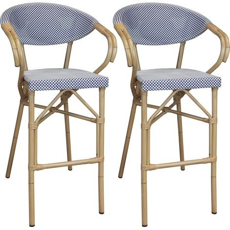 Lot de 2 fauteuils de bar extérieur effet rotin naturel, AMALFI (1/5)