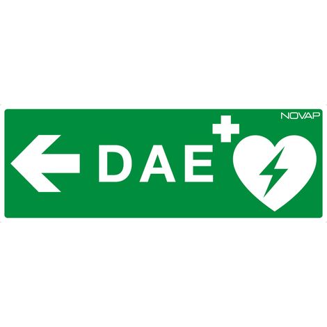 Panneau D.A.E. avec flèche à gauche - horizontal - Rigide 330x120mm - 4141039