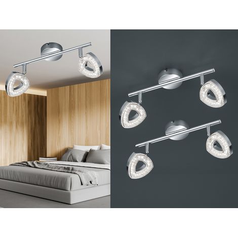2er SET LED Deckenstrahler 2-flammig Silber Chrom, Breite 30cm (1/5)