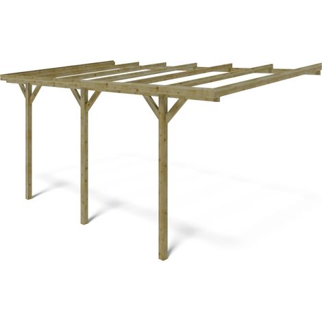 Tettoia posto auto coperto in legno 3.00x5.24 m - 15.00 m2 - addossato - CAR6