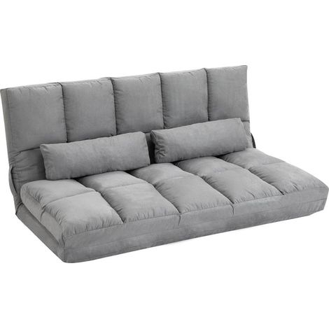 DIVANO PIEGHEVOLE CON SCHIENALE RECLINABILE A 7 LIVELLI 130X180XH120 CM GRIGIO (1/5)