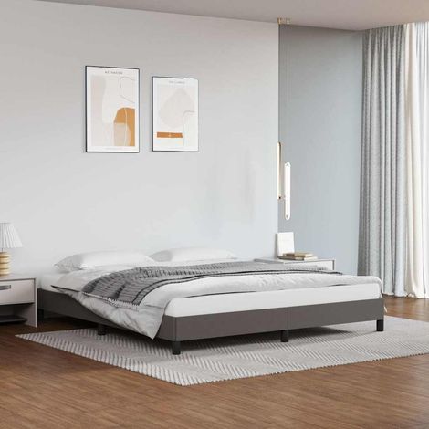 Estructura de cama sin colchón cuero sintético gris 180x200 cm (1/5)