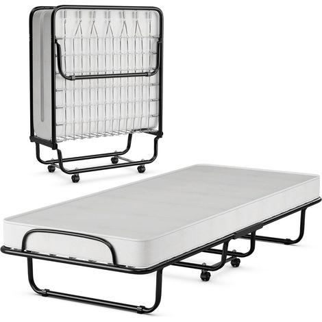 Letto pieghevole a scomparsa con materasso in Memory Foam struttura a U 4 ruote universali, Letto portatile (1/4)