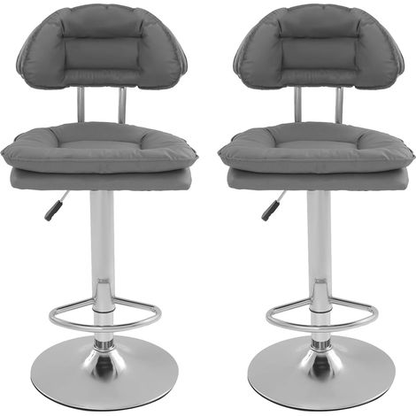 Lot de 2 tabourets de bar, hauteur réglable de 62 à 82 cm, pivotants à 360 °, pour salle à manger, bar, îlot de cuisine, Gris foncé (1/5)