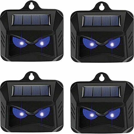 Vtizikl Répulsif solaire contre les animaux sauvages tels que les ratons laveurs, les chevreuils, les renards, les sangliers, etc. - 4 répulsifs efficaces avec lumière LED bleue (1/4)