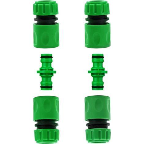 2 x doppelte männliche Schlauchverbinder und 4 x Schnellverbinder für Schlauchleitungen. 1/2 Zoll Kunststoff-Hahnverbinder (1/4)