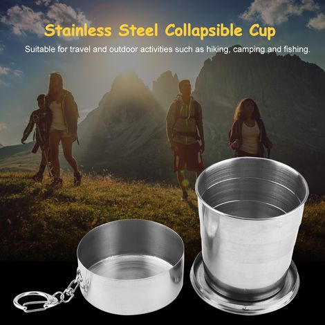 Gobelet pliable en acier inoxydable pour les voyages et le camping (4 volets, 250 ml)
