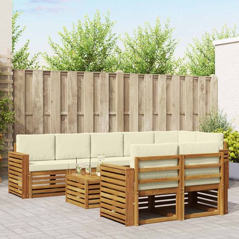 Sofagarnituren 9 pcs Natur und Creme Massivholz Akazie (1/5)