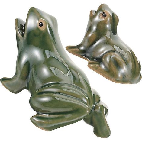 Fontaine décorative de jardin avec statue de grenouille en céramique (ensemble de 2 pièces) et système de circulation d'eau (1/5)
