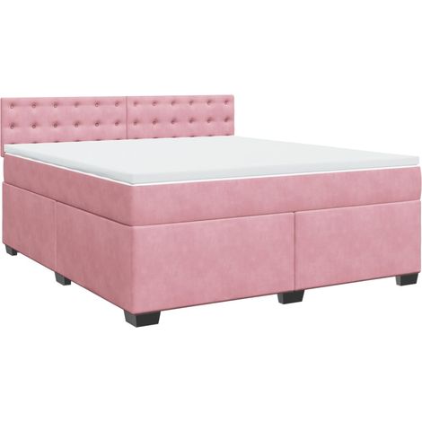 Cama box spring con colchón terciopelo rosa 180x200 cm vidaXL (1/5)