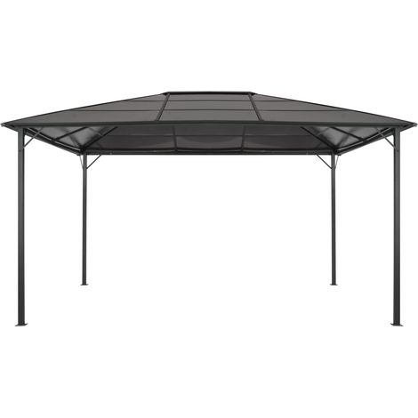 Tonnelle avec toit Aluminium 4x3x2,6 m Noir