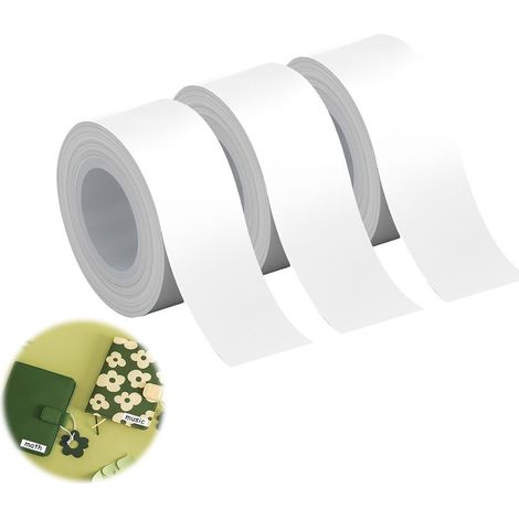 Etiquetas, 3 rollos de cinta autoadhesiva térmica de 15 mm x 50 mm, compatibles con la impresora de etiquetas P15, color blanco, 150 etiquetas/rollo. (1/5)