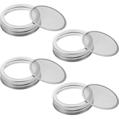 Lot de 4 Couvercles en Acier Inoxydable 70/86mm Filet pour Bocaux Mason, Couvercles de Germination Solide pour Fermentation de Légumes la Maison (1/5)