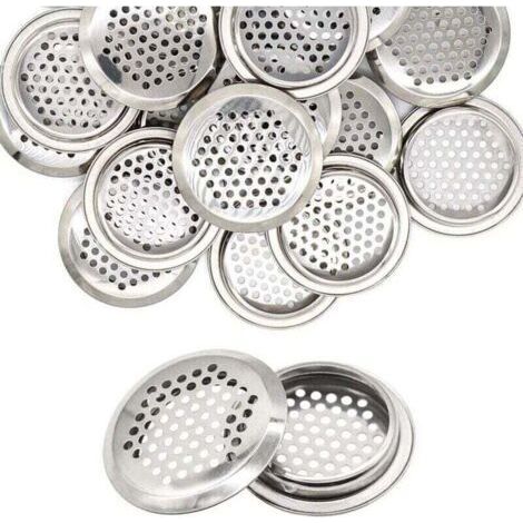 20 Pièces Grille Aeration Ronde 53 mm Grille de Ventilation Inox Trou D'aération Rond Argent Grille D'aération Ronde pour Placard Armoires à Chaussures Bibliothèques (1/5)