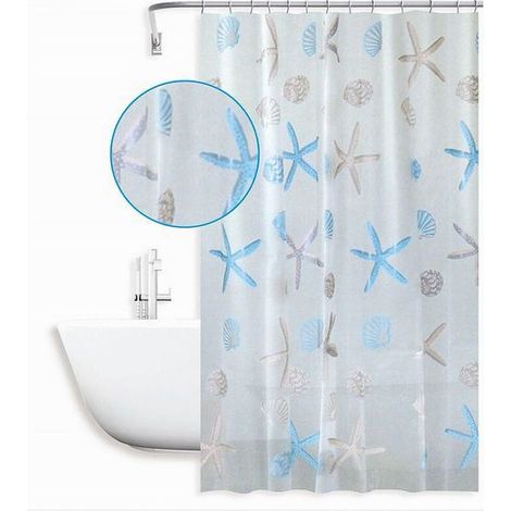 Rideau De Douche - 180 X 200 Cm - Impermeable - 12 Anneaux - Pour Salle De Bain - 1 Piece (1/2)