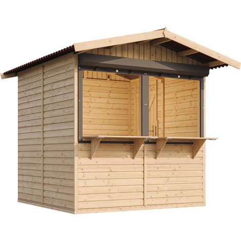 Timbela – Kiosque de jardin M149Z en bois – Dimensions extérieures 263x253 cm – Surface intérieure 4,08 m² – Toit en tôle ondulée bitumineuse