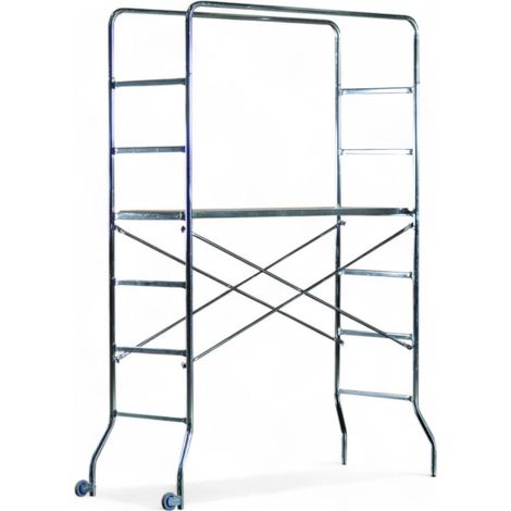 Trabattello acciaio zincato smontabile h218 con portata 120kg base 0.65x169 facile montaggio ruote spostamento incluso piano lavoro (1/4)