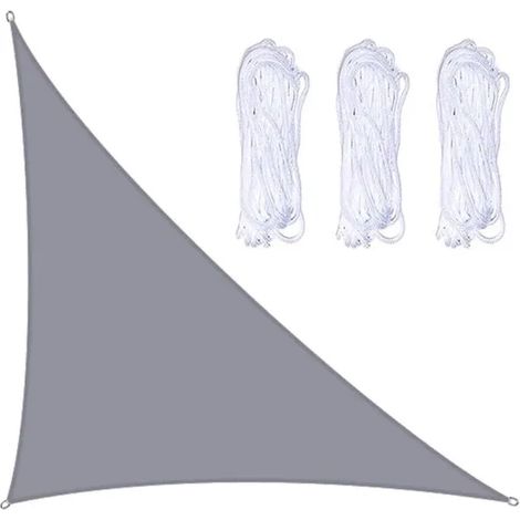 Voile d'ombrage rectangulaire 3 x 4 x 5 m avec 3 cordes pour terrasse de jardin, fête, camping à la ferme (Gris) (1/5)