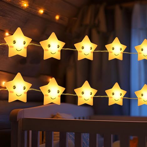 Sternenglitzer-Lichterkette 2 m 20 LED - EINNENFFER - Warmweiß mit Timer für Kinderzimmer (1/5)