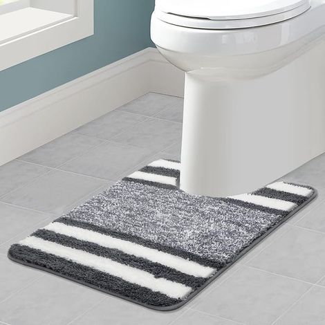 Tapis de Toilette en Forme U, 50 x 60 cm Ultra Doux Tapis WC Contour Antidérapant Tapis Bain Absorbant et Lavable Machine pour Bathroom, Baignoire, Toilette (1/5)