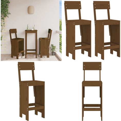 Tabourets lot de 2 marron miel 40x48,5x115,5 cm bois massif pin - Tabouret De Bar - Chaises De Jardin - Mobilier De Jardin - Meubles De Terrasse - Bois Massif - Home & Living (1/5)
