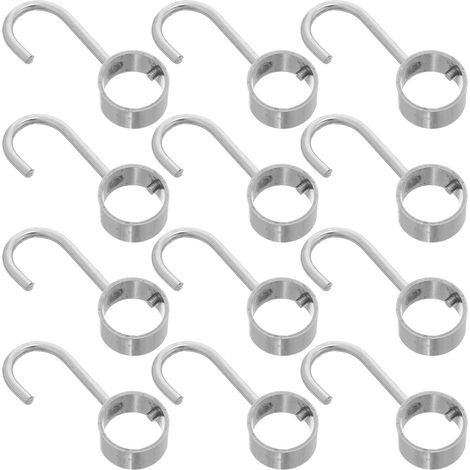 Lot de 12 Crochets en Acier Inoxydable pour Tringles à Vêtements Supports Robustes pour Tubes Crochets Multifonctions pour Penderie Salle de Bain et Garage Fixation Stable et (1/5)