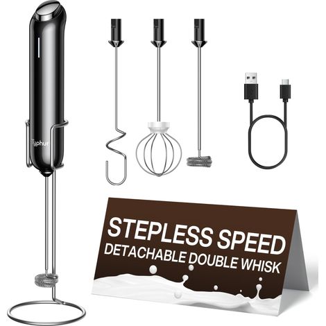 Frother À Lait - 1600-10000 Tr/Min - Rechargeable Sans Fil - Pour Latte Cappuccino Matcha Lait Végétal - 1 Pièce (1/5)