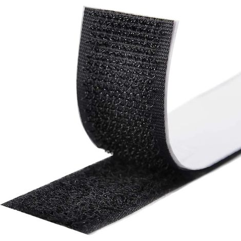 Ruban adhésif double face auto-agrippant 5M extra fort, bande scratch adhésive 20mm de large avec côté velours et crochets, kit de fixation noir (1/4)