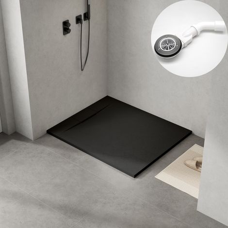WITEN&NOCK SMC Duschtasse Superflach Rutschfest Duschwanne mit Ablaufgarnitur schwarz 120x100 cm (1/5)