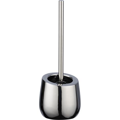 WENKO WC-Garnitur Badi Chrom Keramik, mit Silikon-Bürstenkopf, Silber glänzend, Keramik chrom