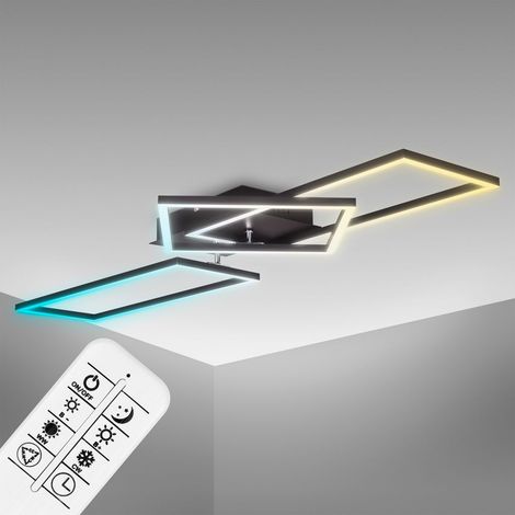 Deckenlampe 92,8x26 cm - 36W, 4200lm, LED, dimmbar, Fernbedienung, CCT, schwarz