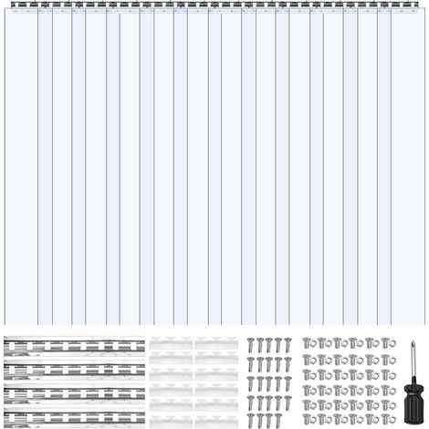 VEVOR Tenda a Strisce in Plastica Spessore 2mm, Altezza 2,4m, 12 Strisce di Tenda Larghezza 1,8 m per Isolamento per Congelatori Magazzini Garage, Tenda in Plastica Impermeabile per Porte