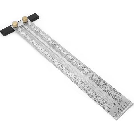 T-förmiger Lochlineal aus Edelstahl, Anreißlehre, Holzbearbeitungs-Markierungs- und Messwerkzeug, 300 mm (1/5)