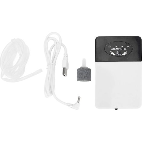 Pompe à oxygène en plastique, mini, mono-orifice, silencieuse, USB, pour aquarium, 5 V CC, 1 W (1/5)
