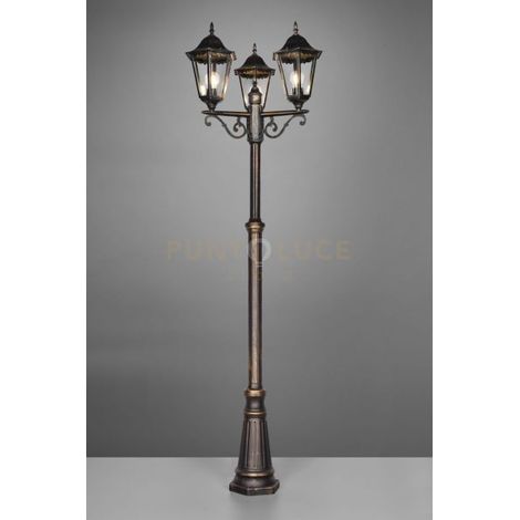 MELLA PALO ALTO 3 LANTENRE DA ESTERNO 6 LATI FUSIONE DI ALLUMINIO RUGGINE E VETRO TRASPARENTE H. 240CM IP44 ATTACCO E27
