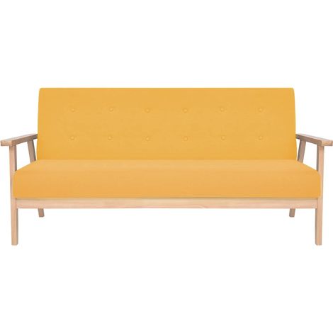 Canapé à 3 places，Sofa pour Salon，Banquette Tissu Jaune CFW207201 (1/5)
