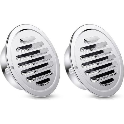Grille d'aération ronde en acier inoxydable avec écran pour salle de bain, mur, plafond, extérieur, 160 mm, finition brillante plate.